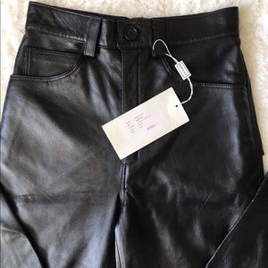 Vintage Emilio Franco Made in Italy High Rise Black Leather Pants